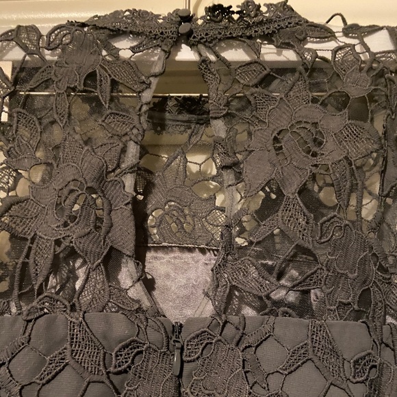 Chi Chi London Plus lace midi dress in charcoal gray from ASOS - Picture 9 of 10